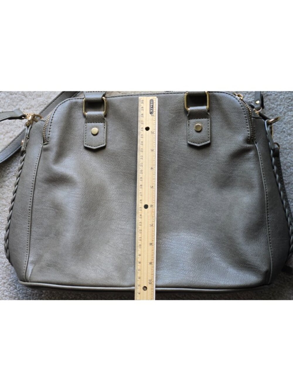 Antik Kraft Olive Green Soft Vegan Leather Crossbody Bag Adjustable 3 Sections - Picture 13 of 13
